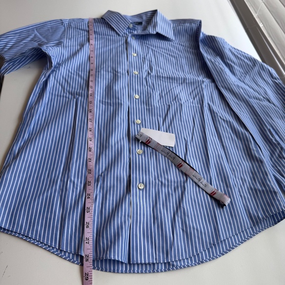 Brooks Brothers Fleece Non-Iron 100% Cotton Blue White Stripe Dress Shirt 20 - Picture 11 of 11